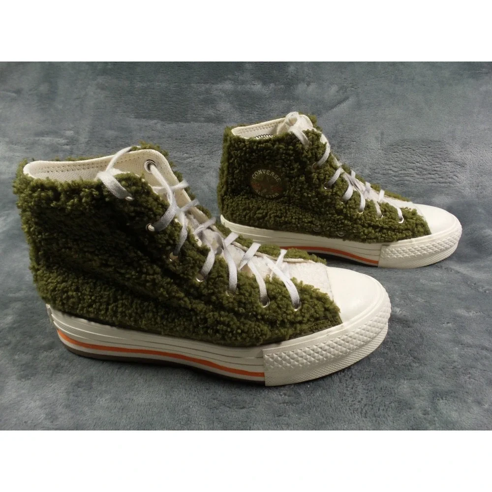 Converse Shoes Kids Size 4 Green All Star Sherpa EVA Platform High‎ Dark Moss